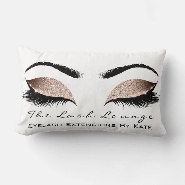 Cojín Lumbar Glam Makeup, Purpurina blanco Rosa, azota la belle (Anverso)