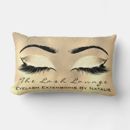 Cojín Lumbar Glass Gold Purpurina Nombre Makeup Lashes Browns
