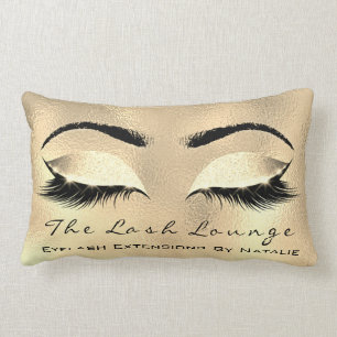 Cojín Lumbar Glass Gold Purpurina Nombre Makeup Lashes Browns