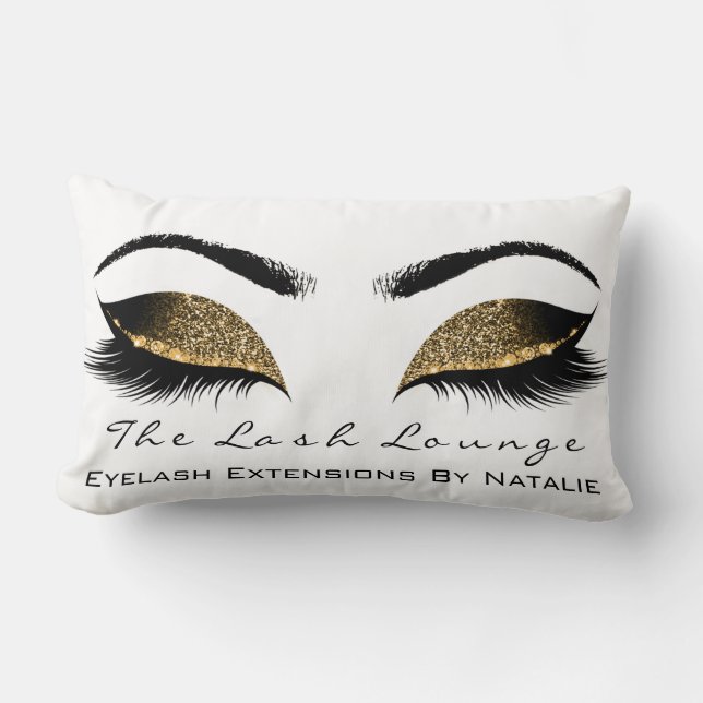 Cojín Lumbar Glass Gold Purpurina Nombre Makeup Lashes Browns B (Anverso)