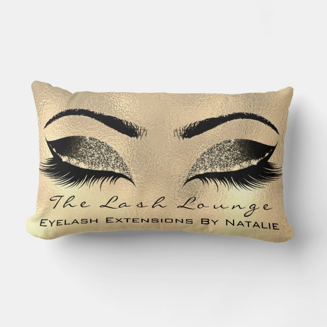 Cojín Lumbar Glass Gold Purpurina Nombre Makeup Lashes Browns S (Anverso)