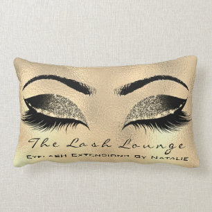 Cojín Lumbar Glass Gold Purpurina Nombre Makeup Lashes Browns S