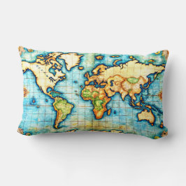 Cojín Lumbar Globe Antigüedad Map Earth Atlas Lumbar Pillow
