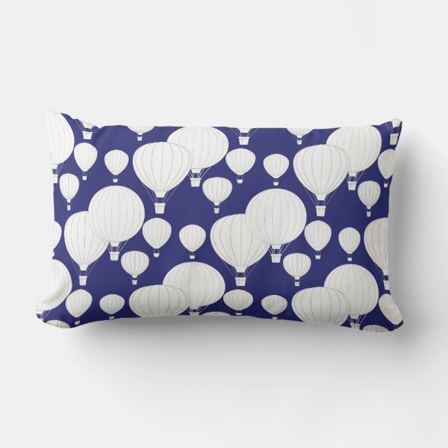 Cojín Lumbar Globos blancos de aire caliente flotando en el cie (Anverso)