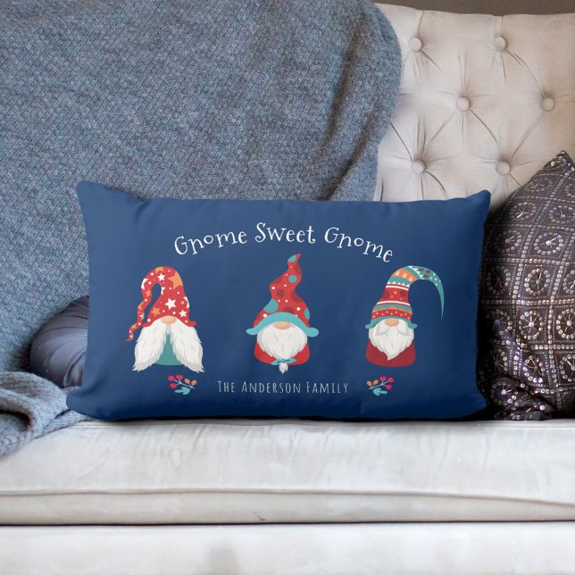 Cojín Lumbar Gnome Sweet Gnome Cute Divertido Festividad Modern (Subido por el creador)