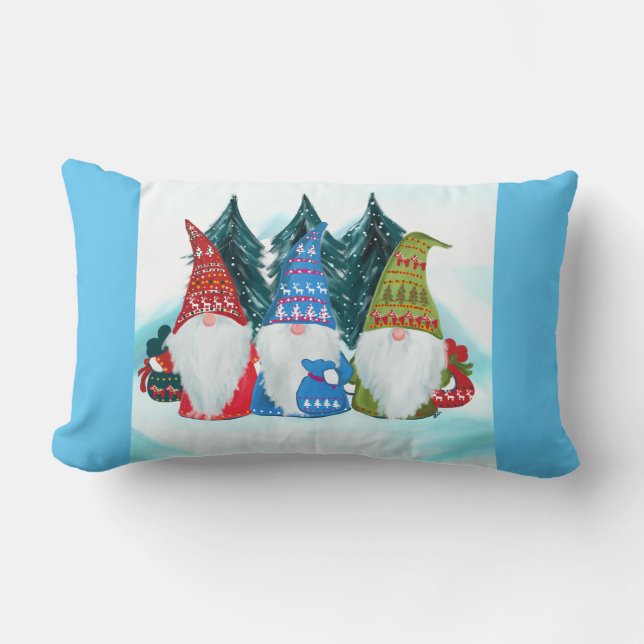Cojín Lumbar Gnomes de vacaciones (Anverso)