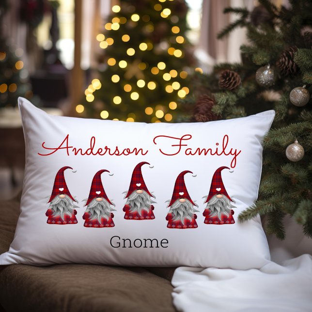 Cojín Lumbar Gnomo Elfo de Navidad Personalizado Cuadrillé Rúst (Subido por el creador)