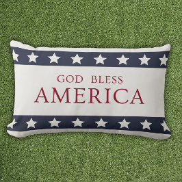 Cojín Lumbar God Bless America Patriotic White and Blue