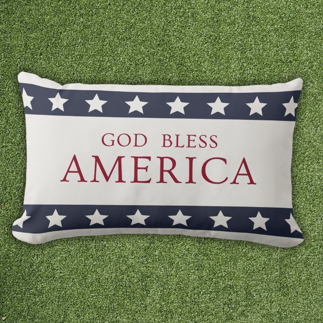 Cojín Lumbar God Bless America Patriotic White and Blue (Subido por el creador)