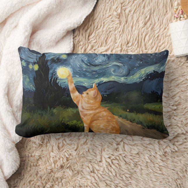 Cojín Lumbar Gogh Kitty Starry Night Cat (Manta)