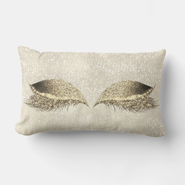Cojín Lumbar Gold Sepia Purpurina White Glam Make Up Gold Sequi (Anverso)