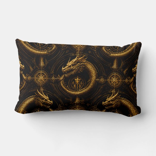Cojín Lumbar Golden Dragon Dark Fantasy Pillow (Reverso )