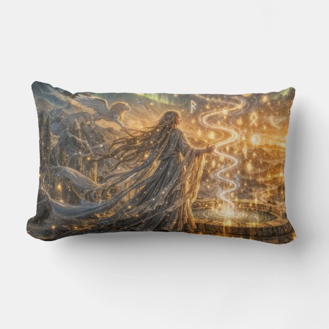 Cojín Lumbar Golden Elven Fantasy Light – Impressionist Fantasy (Anverso)