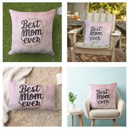 Cojín Lumbar Golden Hearts Tipografía de Moda Mejor Mamá del Mu