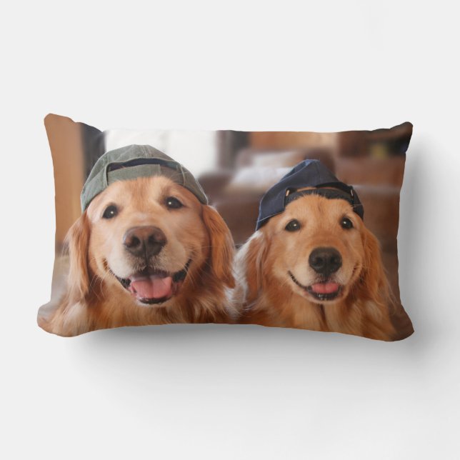 Cojín Lumbar Golden retriever con la gorra de béisbol (Anverso)