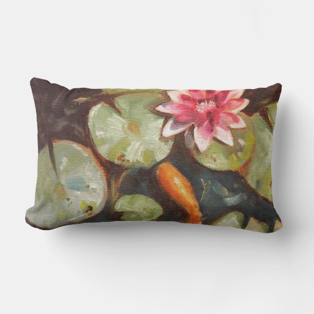 Cojín Lumbar Goldfish Koi Pond Water Lilies (Anverso)