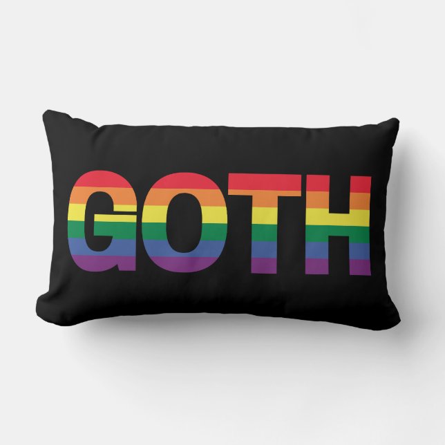 Cojín Lumbar Goth LGBTQ+ Regenbogen (Anverso)