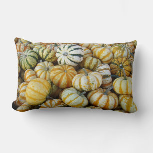 Cojín Lumbar Gourdes de cosecha de otoño verde y naranja