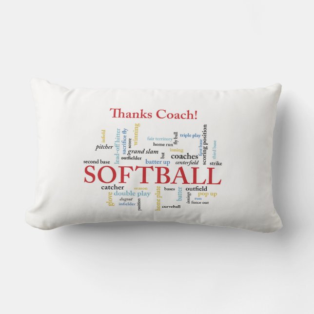Cojín Lumbar Gracias Al Entrenador De Softball Palabras De Grup (Anverso)