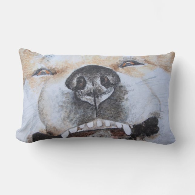 Cojín Lumbar graciosa foto akita de un perro sonriente (Anverso)