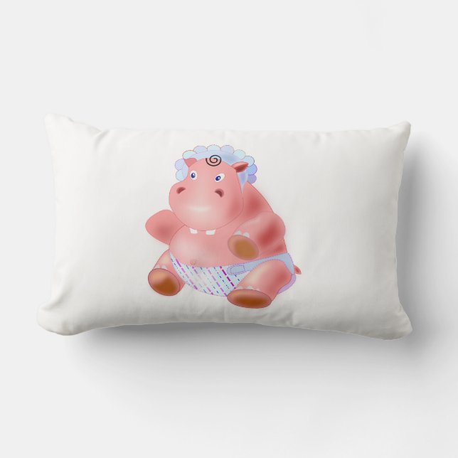 Cojín Lumbar Gracioso Lumbar Pillow Happy Baby Hippo (Anverso)