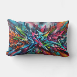 Cojín Lumbar Graffiti Streetart auf Ziegelwand mit Skyline 