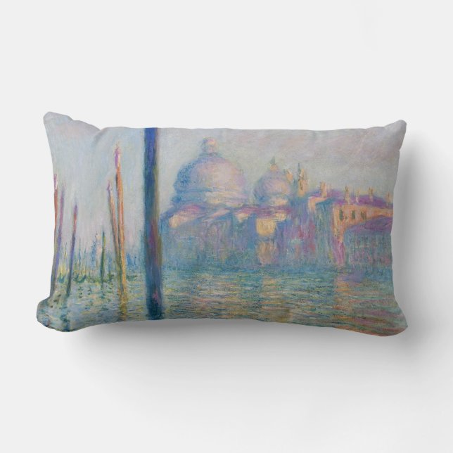 Cojín Lumbar Gran Canal Monet Venecia Italia Pintura clásica (Anverso)