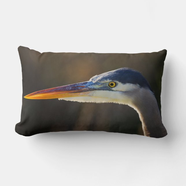 Cojín Lumbar Gran garza azul, retrato de cierre (Anverso)