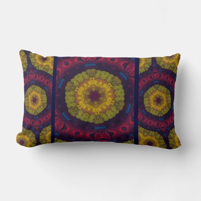 Cojín Lumbar Granate, Azul, Amarillo (Anverso)