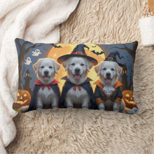 Cojín Lumbar Grandioso perro de los Pirineos Calabaza Halloween