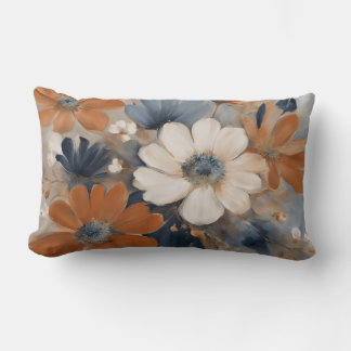 Cojín Lumbar Granja Moderna Casa Azul Marrón Naranja Floral