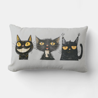 Cojín Lumbar Gray Silly Cat Trio