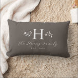 Cojín Lumbar Grey Personalized Family Name Monogram Pillow<br><div class="desc">This design feature the family monogram,  name and year establish on the front and "Home Sweet Home" on the back. This simple stylish pillow is a perfect additional to your family room decoration. It is also a perfect gift for house warming,  newlywed couple and family gift.</div>