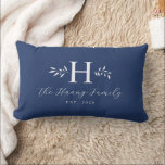 Cojín Lumbar Greyish Blue Personalized Family Name Monogram<br><div class="desc">This design feature the family monogram,  name and year establish on the front and "Home Sweet Home" on the back. This simple stylish pillow is a perfect additional to your family room decoration. It is also a perfect gift for house warming,  newlywed couple and family gift.</div>