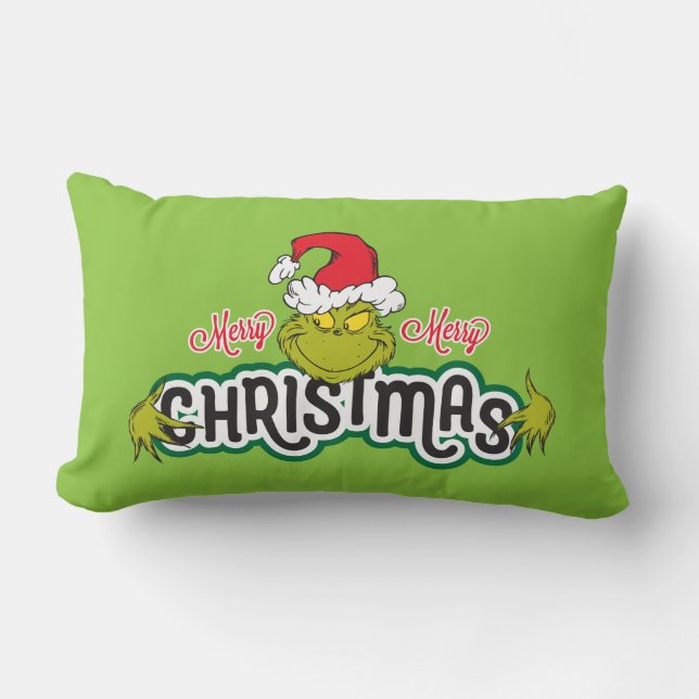 Cojín Lumbar Grinch Clásico | Feliz Feliz Navidad (Anverso)