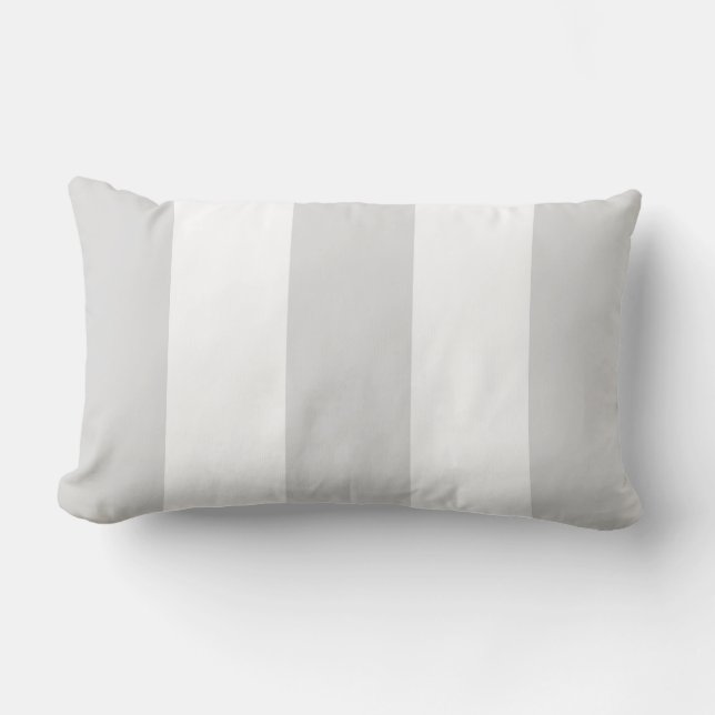 Cojín Lumbar Gris Claro Blanco Rayas Enormes (Anverso)