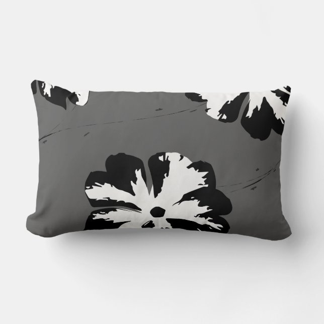 Cojín Lumbar Gris, negro y blanco gráficos del pensamiento (Anverso)