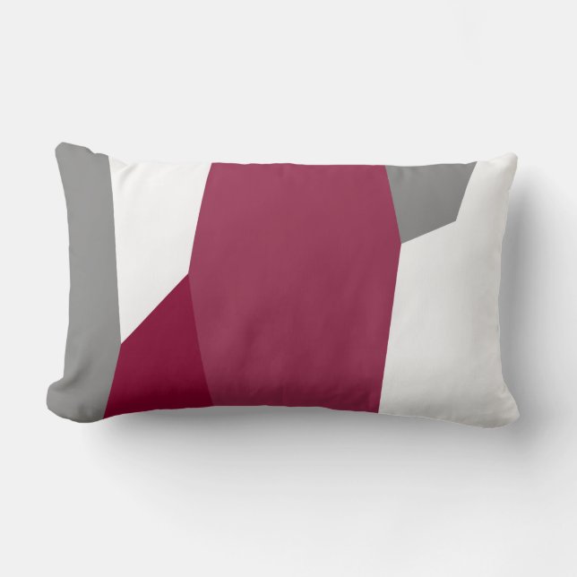 Cojín Lumbar Gris rosa y blanco fucsia (Anverso)