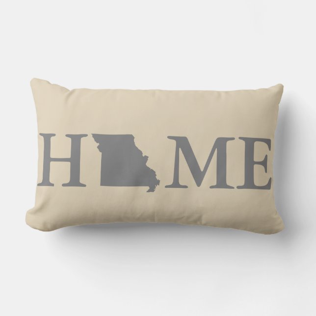 Cojín Lumbar Gris y crema de Missouri del estado de origen (Anverso)