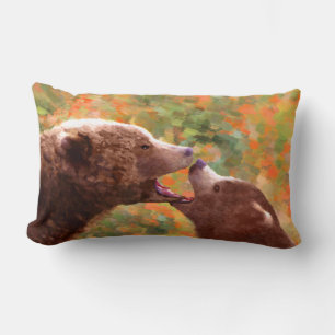 Cojín Lumbar Grizzly Bear Mom and Cub Painting - Wildlife Art