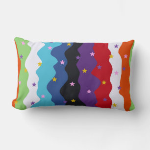 Cojín Lumbar Groovy Celestial Stripe Bold Colorful Resumen