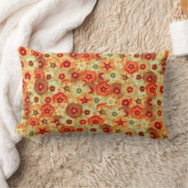 Cojín Lumbar Groovy Retro Naranja Hippie FlowPattern