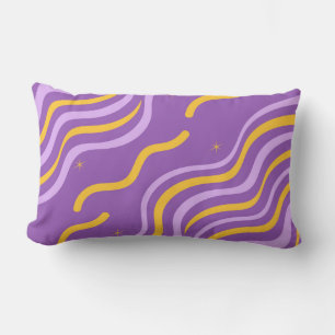 Cojín Lumbar Groovy Wavy Stripe Purple Yellow Minimalista Sprin