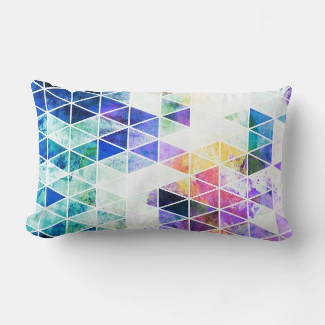 Cojín Lumbar Grungy Bright Triangle Pattern (Anverso)