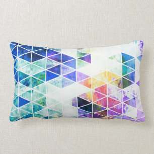 Cojín Lumbar Grungy Bright Triangle Pattern