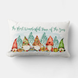 Cojín Lumbar Grupo Gnomes de acuarela de navidades