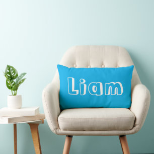Cojín Lumbar Guardería de nombre personalizado Azure Blue