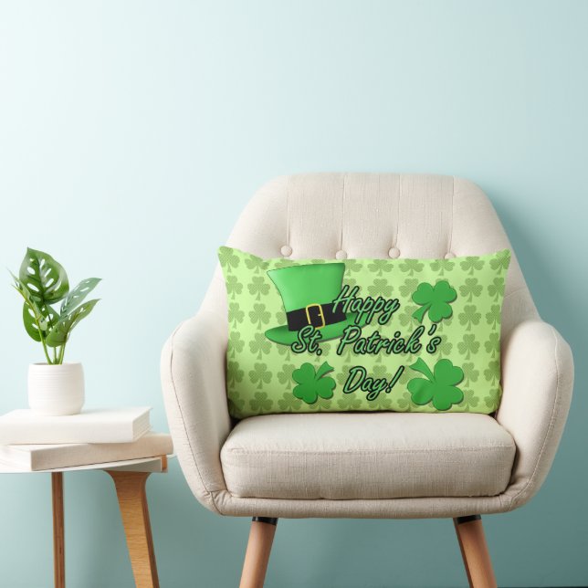 Cojín Lumbar Guay Green top hat Shamrock Patricks Day PLdesign (Silla)