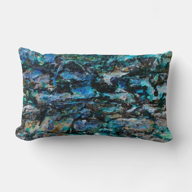 Cojín Lumbar Guay, pintura azul moderna diseño de arte de pared (Anverso)