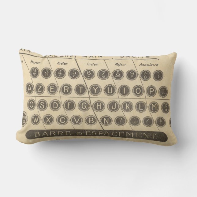Cojín Lumbar Guía francesa de la máquina de escribir del (Anverso)